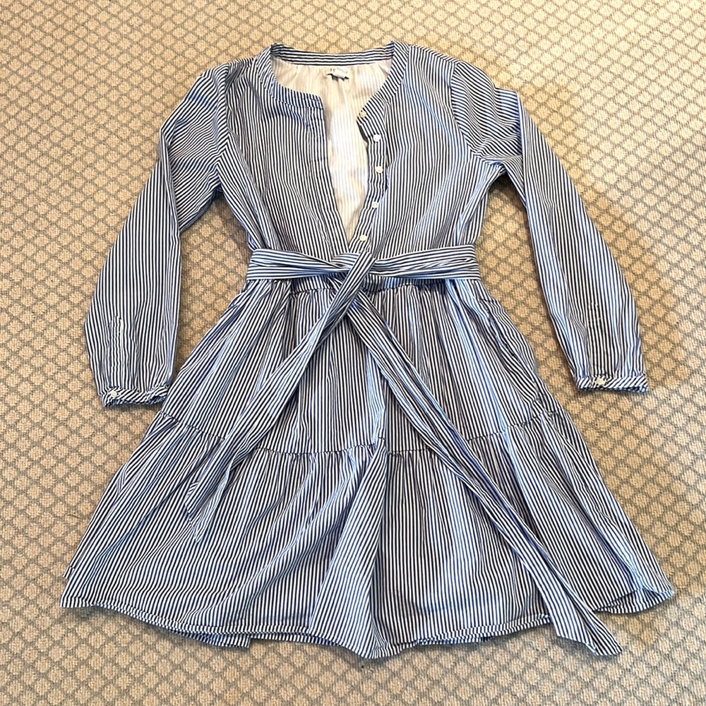 Jcrew Factory Belted Striped Dress